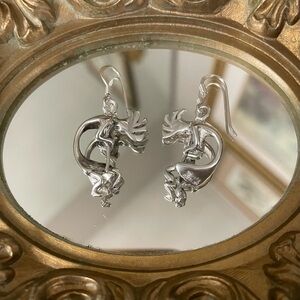 Vintage Masha Native American Dancing Kokopelli Sterling Silver Earrings